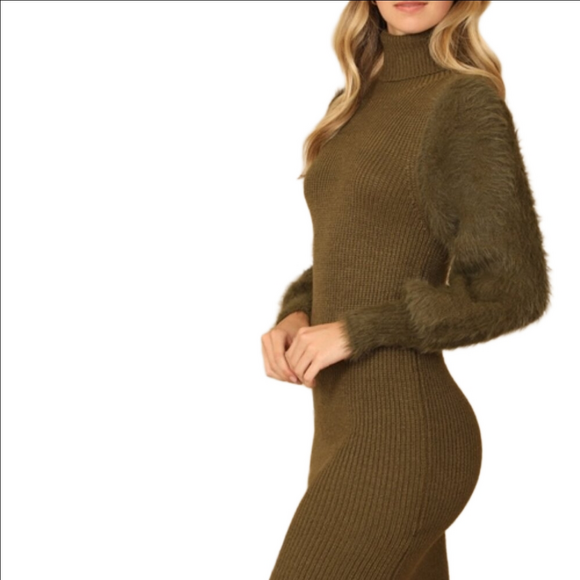 Stunning Thick Winter Bodycon Ribbed Sweater Dress - Picture 3 of 14